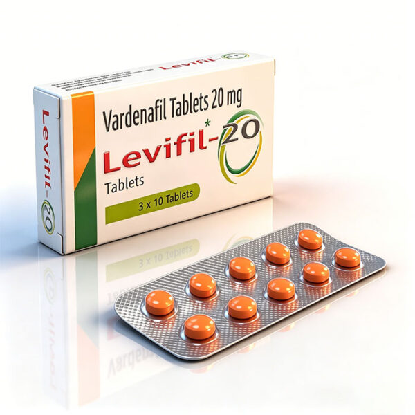 單效艾力達-1 印度樂威壯Levifil-20mg 外包裝盒正面 - 伐地那非20mg 3x10錠 印度Ambitree製藥