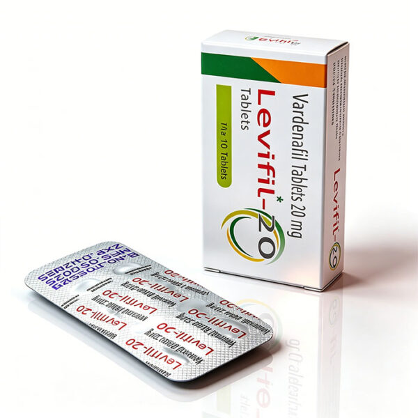 單效艾力達-3 印度樂威壯Levifil-20mg 鋁箔單排藥板特寫 - 伐地那非20mg 10粒裝