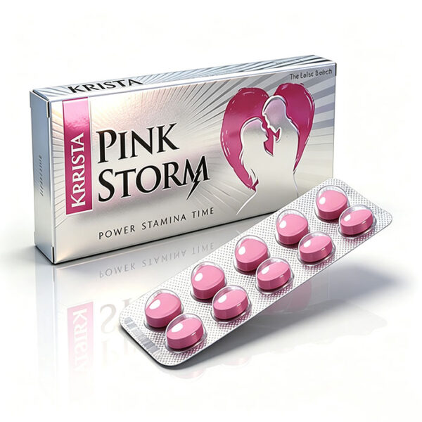 粉色風暴雙效犀利士 KRRISTA PINK STORM 外包裝盒正面 - 他達拉非60mg+達泊西汀60mg 雙效配方
