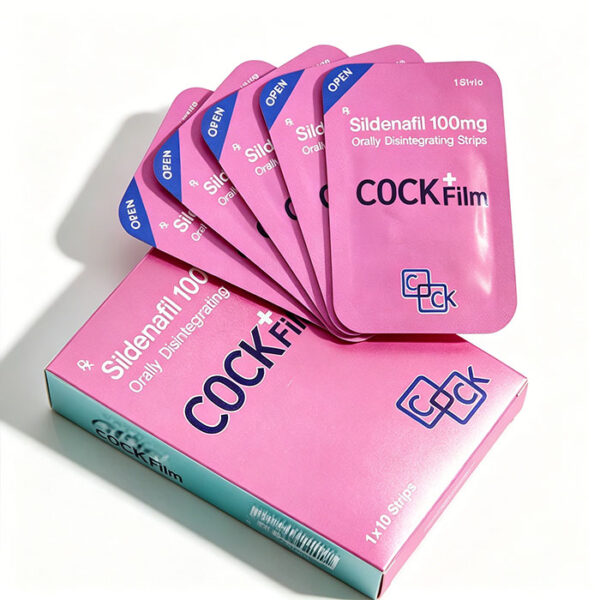 紫玫瑰-1 COCK Film威而鋼口溶膜 外包裝盒正面 - 西地那非100mg 智慧膜技術 10片裝