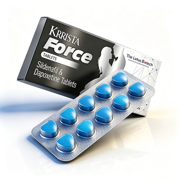 黑色風暴超級威而鋼雙效片 Krrista Force 外包裝盒正面 - 西地那非150mg+達泊西汀60mg 印度The Lotus Biotech