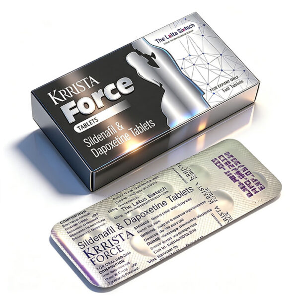 黑色風暴超級威而鋼雙效片 Krrista Force 鋁箔單排藥板特寫 - 西地那非150mg+達泊西汀60mg