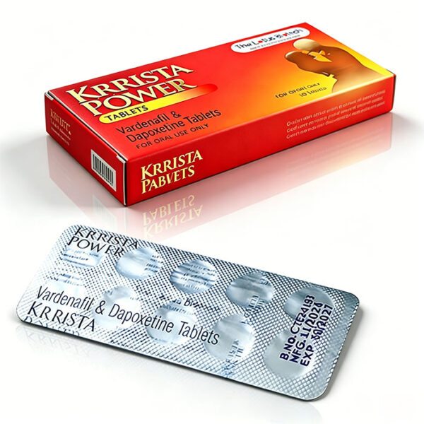 巔峰艾力達雙效Krrista Power 鋁箔單排藥板特寫 - 伐地那非+達泊西汀雙效片 口服專用
