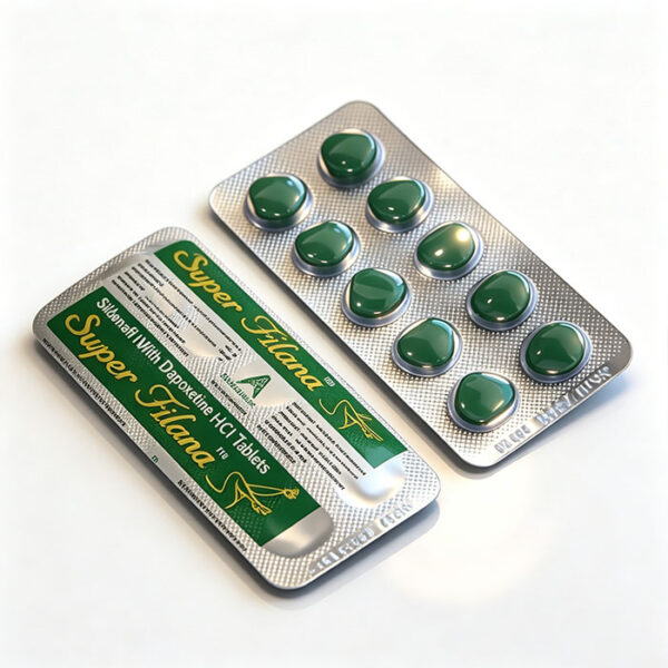 綠水鬼Super Filana 鋁箔單排藥板特寫 - 阿伐那非100mg+達泊西汀60mg 雙效片