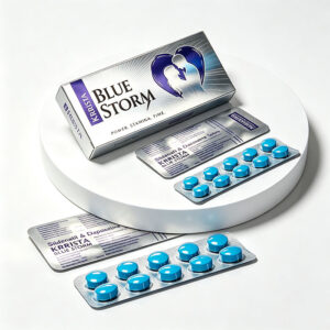 印度藍色風暴雙效威而鋼 Krrista Blue Storm 外包裝正面 - 西地那非200mg+達泊西汀60mg