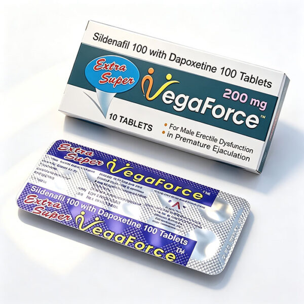 藍蝌蚪-3 印度藍蝌蚪雙效威而鋼 Vega Force 鋁箔單排藥板特寫 - 西地那非100mg+達泊西汀100mg 雙效威而鋼