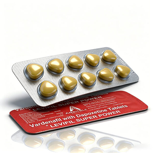 超級艾力達雙效片Levifil Super Power 鋁箔單排藥板特寫 - 伐地那非20mg+達泊西汀60mg