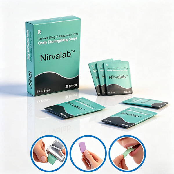 雙效綠膜-2 雙效綠膜口溶膜 Nirvalab 鋁箔獨立包裝與單片口溶膜特寫 - 3秒速溶雙效犀利士